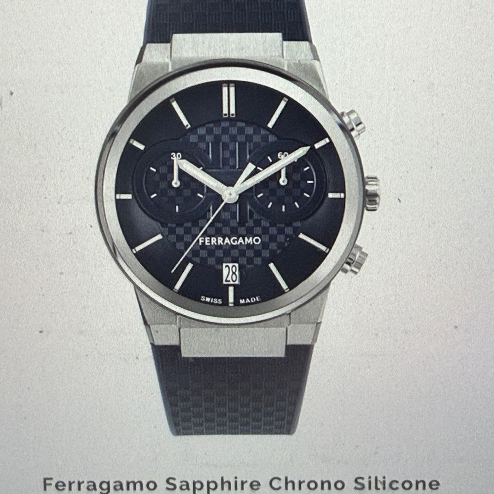 Salvatore Ferragamo Black and Silver Watch